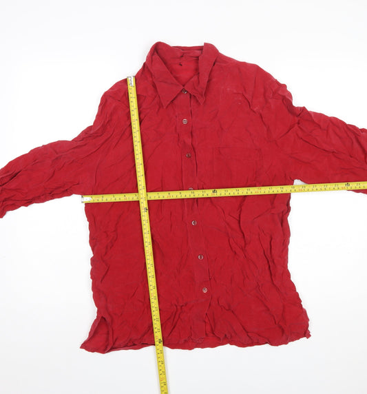 Marks and Spencer Women Red Viscose Long Sleeve Button-Up Shirt Size 14