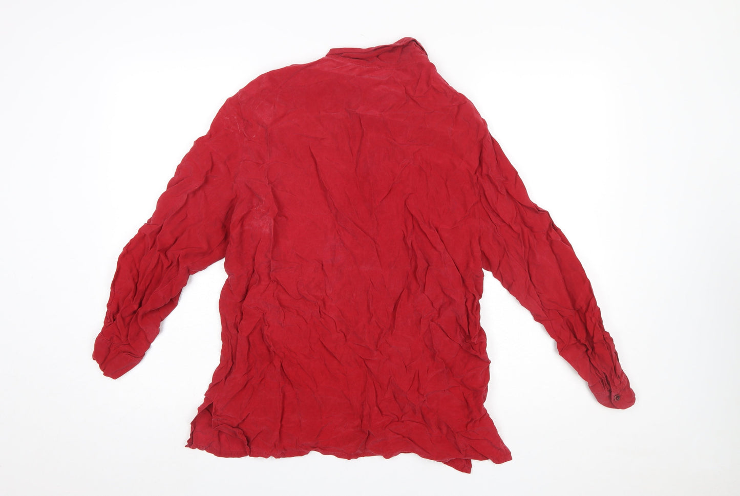 Marks and Spencer Women Red Viscose Long Sleeve Button-Up Shirt Size 14