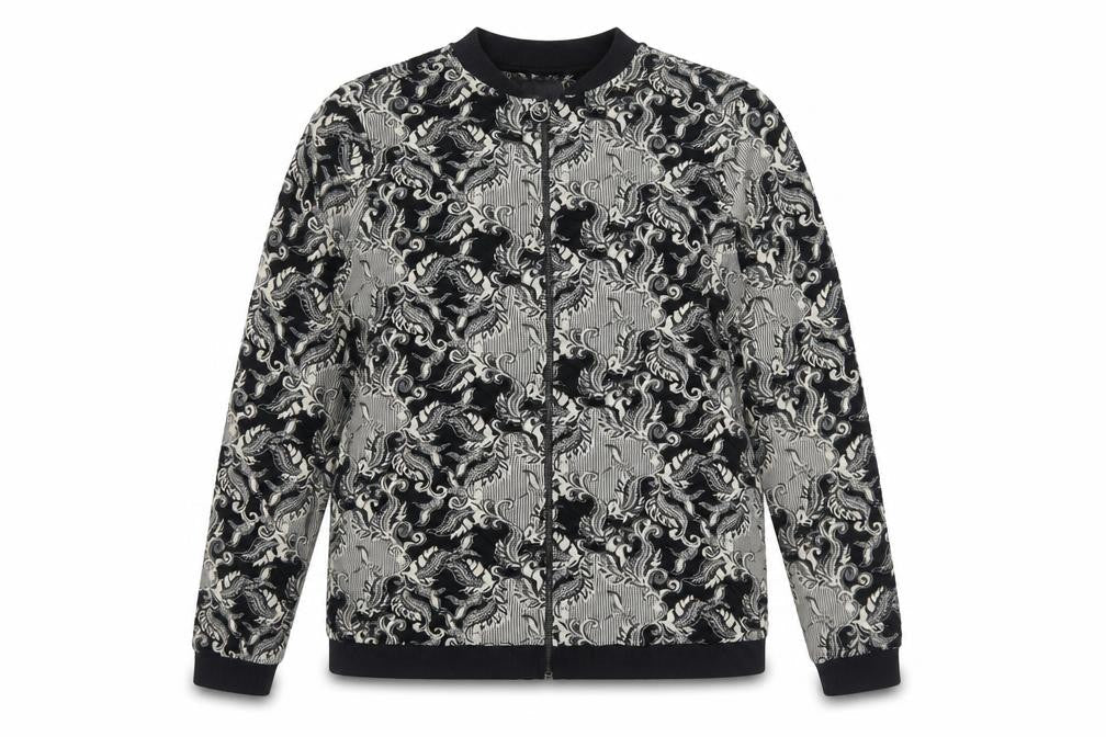 Next Women Black & Beige Zip Front Patterned Sweatshirt Size 18