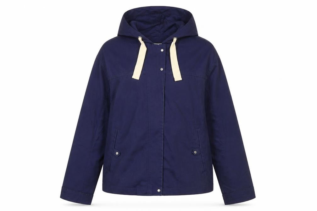 R Essentiel Women's Blue Hooded Anorak Jacket Size 12