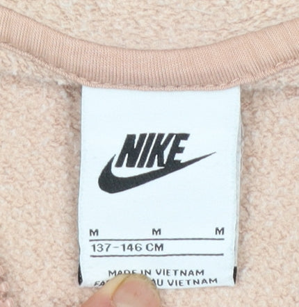Nike Girls Beige Full Zip Hoodie Size 146cm Hooded Fleece Sweatshirt