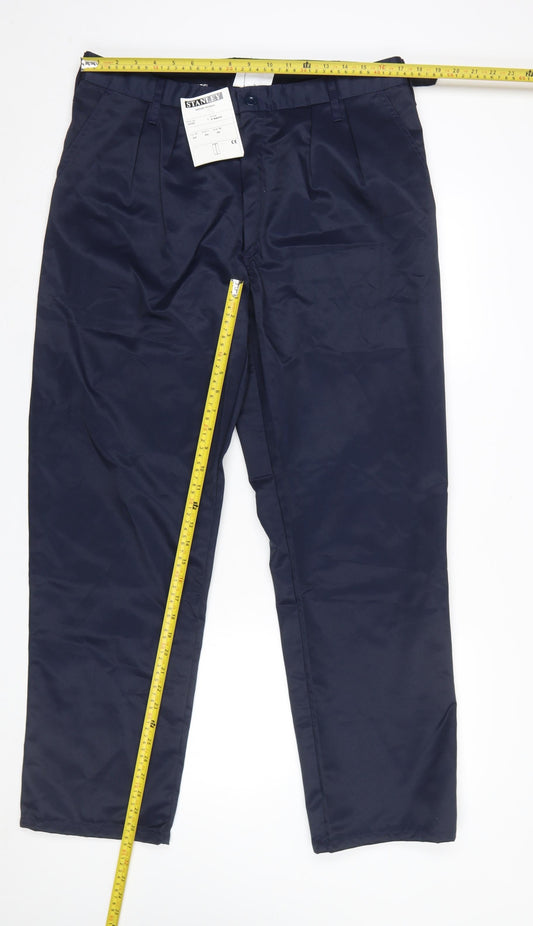 Stanley Men's Navy Workwear Trousers Size 36 Regular Fit Polyester Cotton