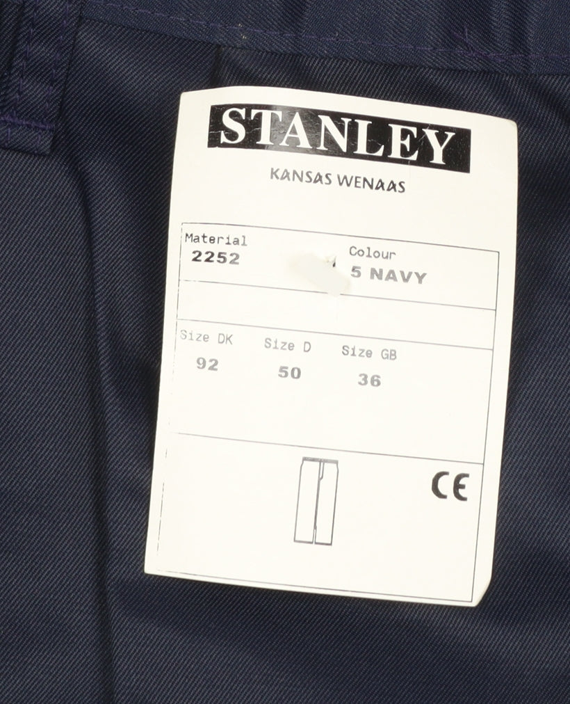 Stanley Men's Navy Workwear Trousers Size 36 Regular Fit Polyester Cotton