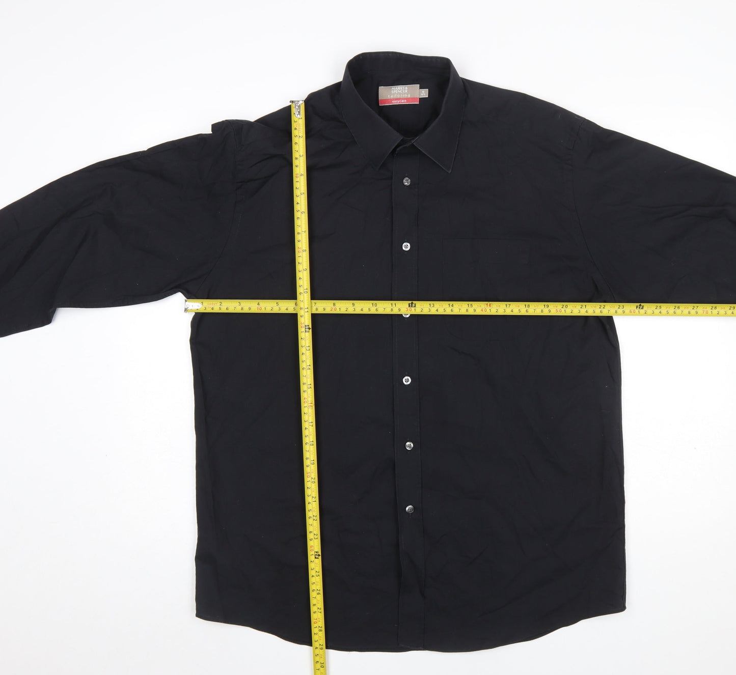 Marks and Spencer Men’s Black Regular Fit Long Sleeve Easy Care Shirt 16.5in