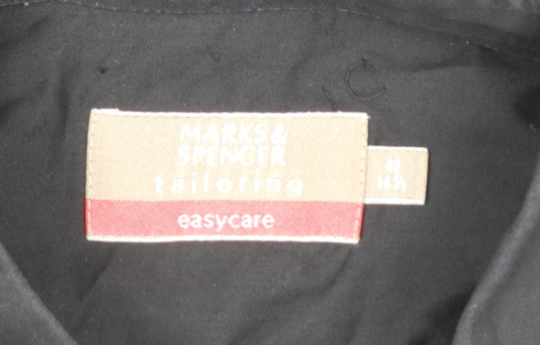 Marks and Spencer Men’s Black Regular Fit Long Sleeve Easy Care Shirt 16.5in