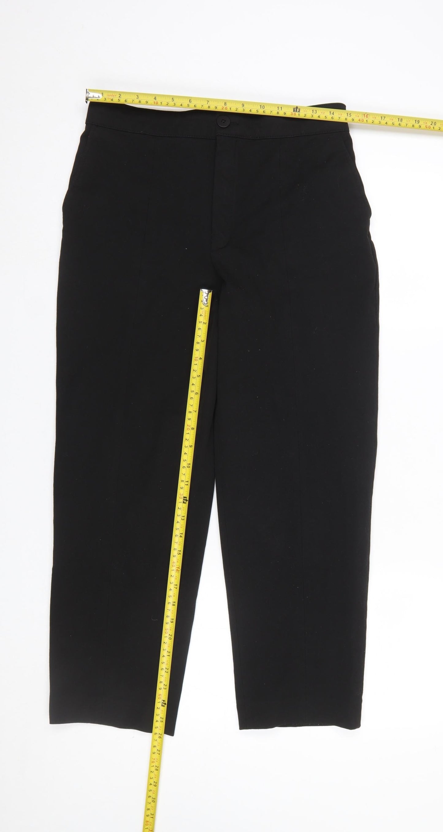 Massimo Dutti Women Black Cropped Tailored Trousers Size 12