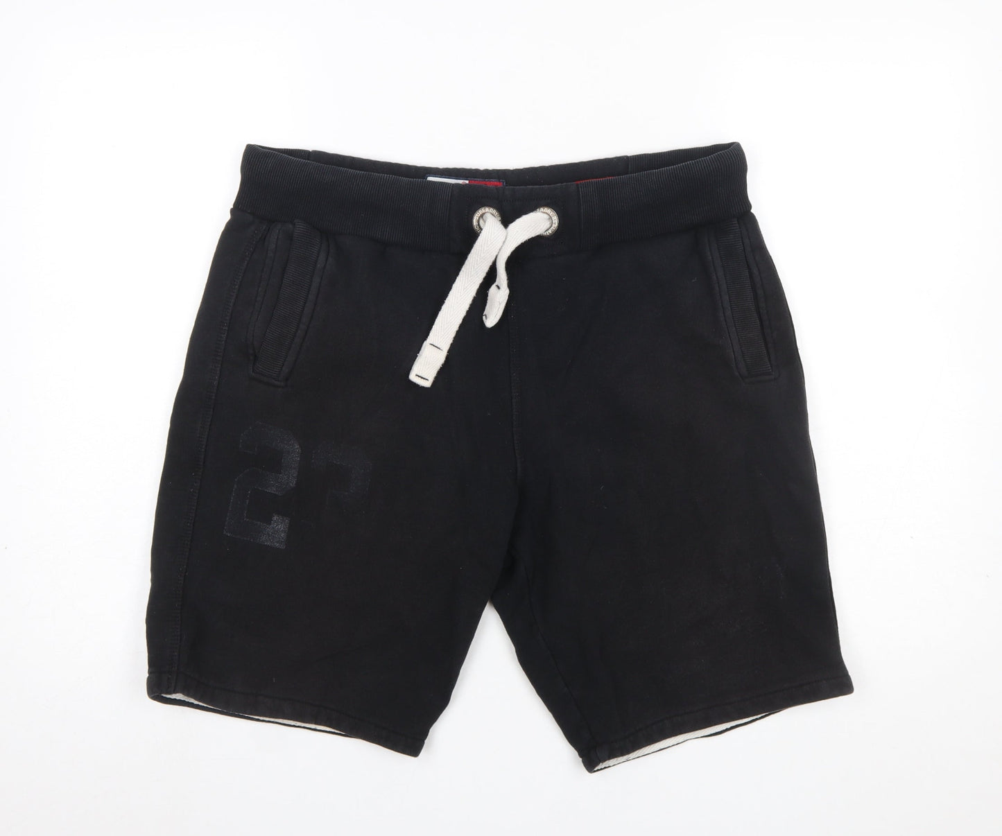 Superdry Men’s Black Sweat Shorts L Drawstring Athletic Style