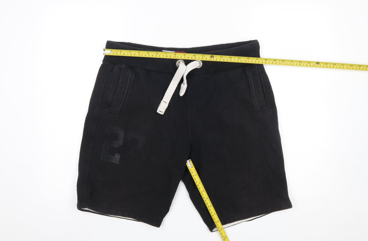 Superdry Men’s Black Sweat Shorts L Drawstring Athletic Style