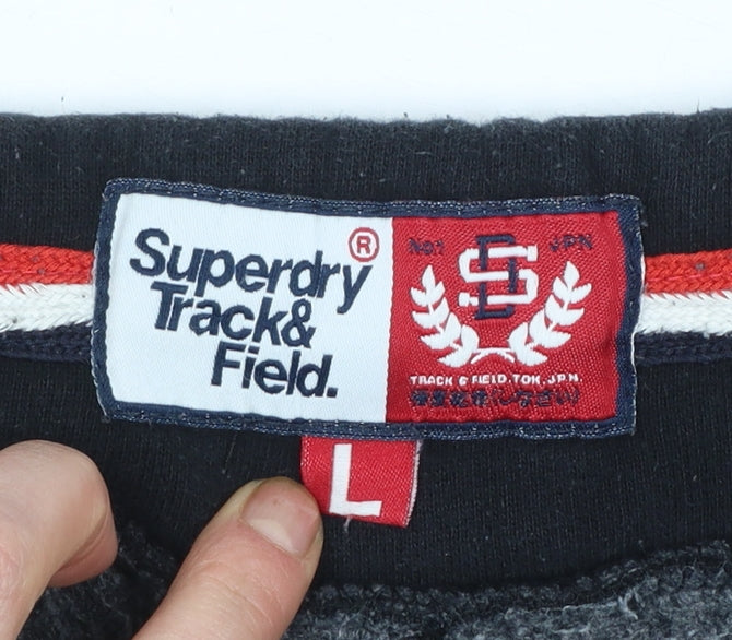 Superdry Men’s Black Sweat Shorts L Drawstring Athletic Style