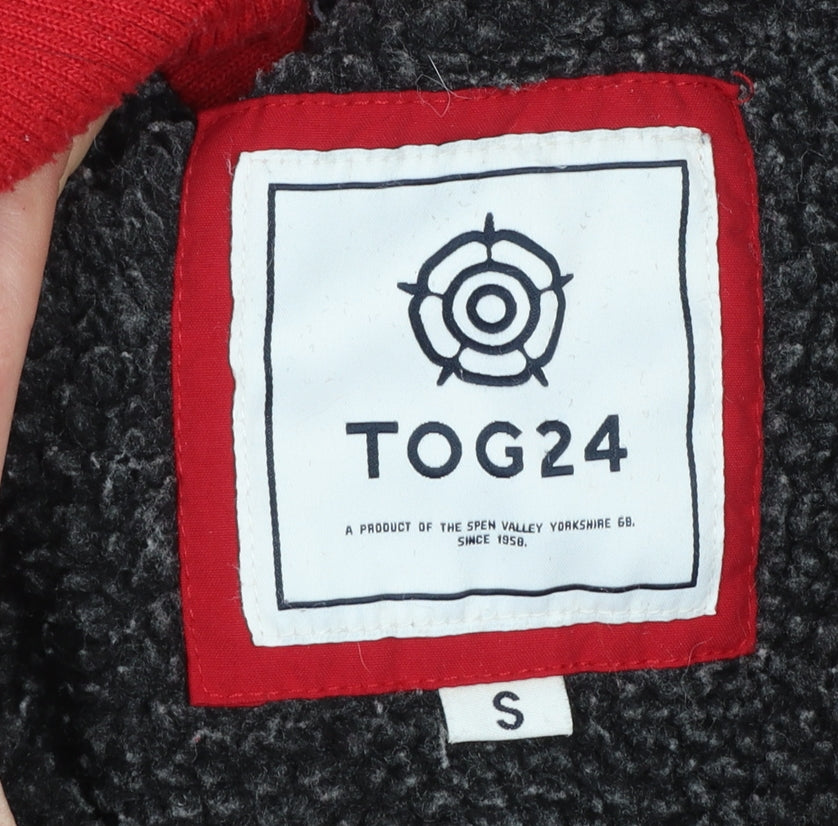 TOG24 Men's Red Hooded Parka Jacket Size S Water Resistant Winter Coat