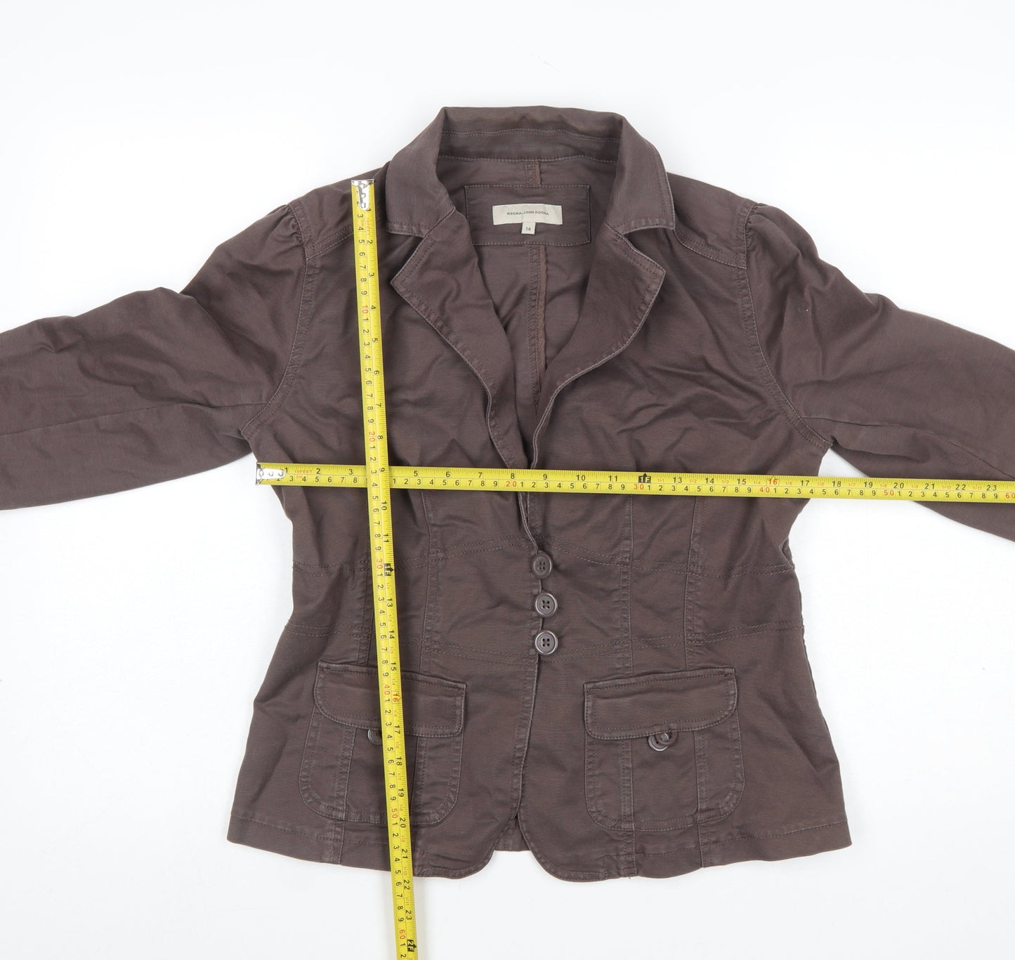 Rocha John Rocha Women's Brown Cotton Blazer Size 14