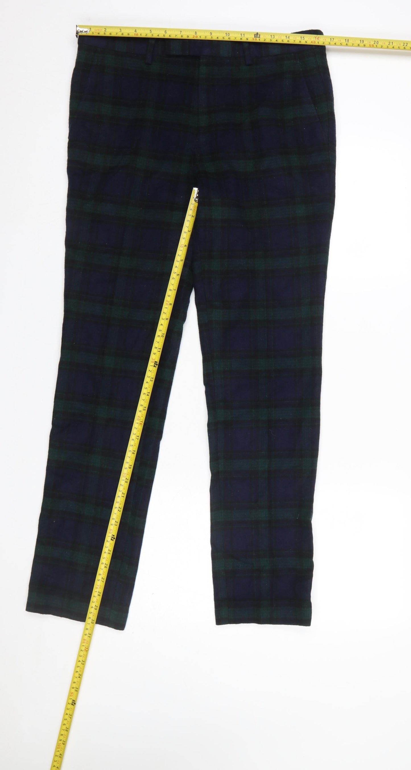 Twisted Tailor Men's Multicoloured Slim Fit Checked Wool Trousers 30R