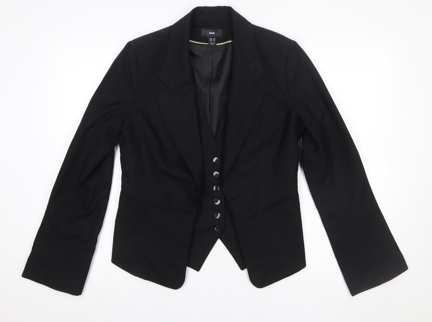 H&M Women's Black Size 12 Classic Single-Breasted Suit Jacket