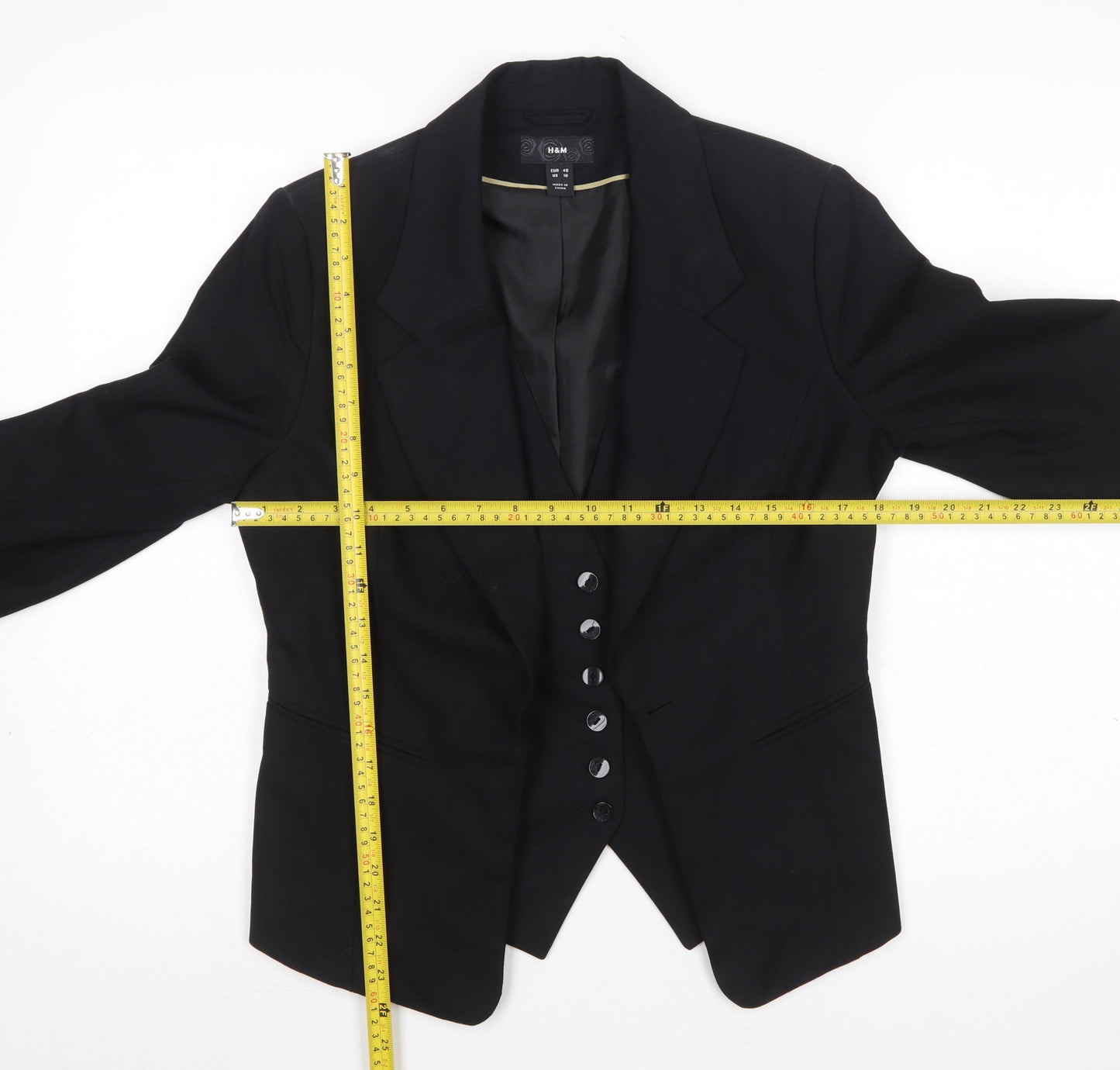 H&M Women's Black Size 12 Classic Single-Breasted Suit Jacket