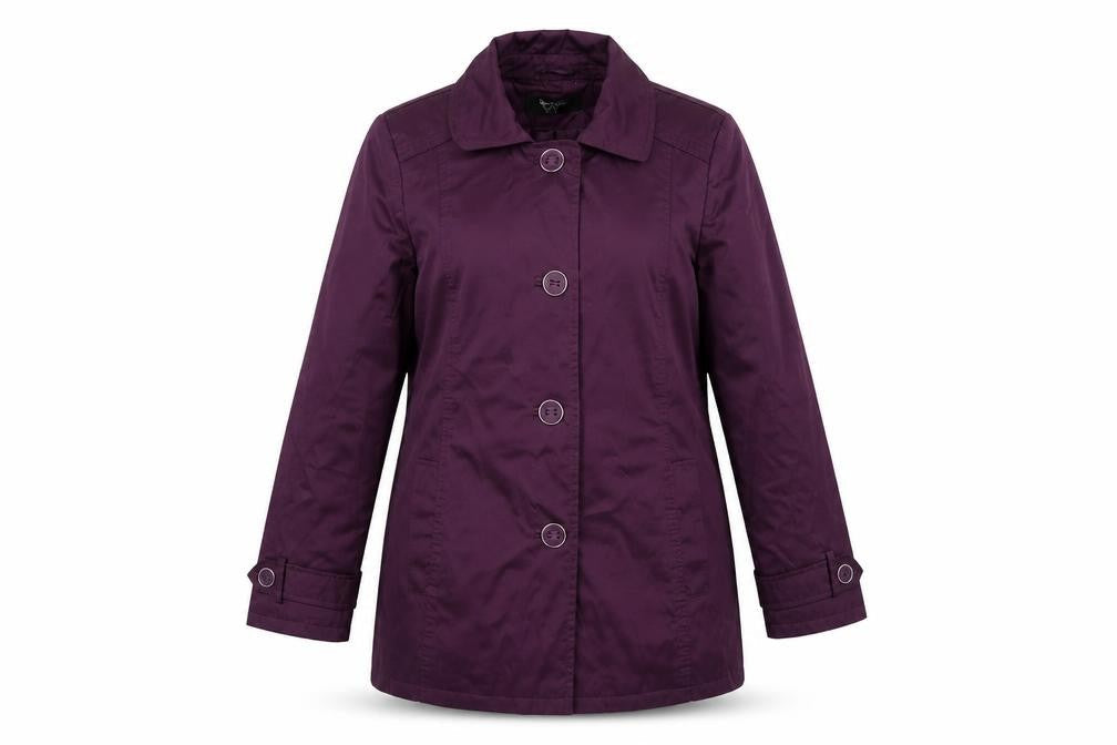 BHS Women Purple Mid-Length Button Coat Size 14 Polyester Cotton