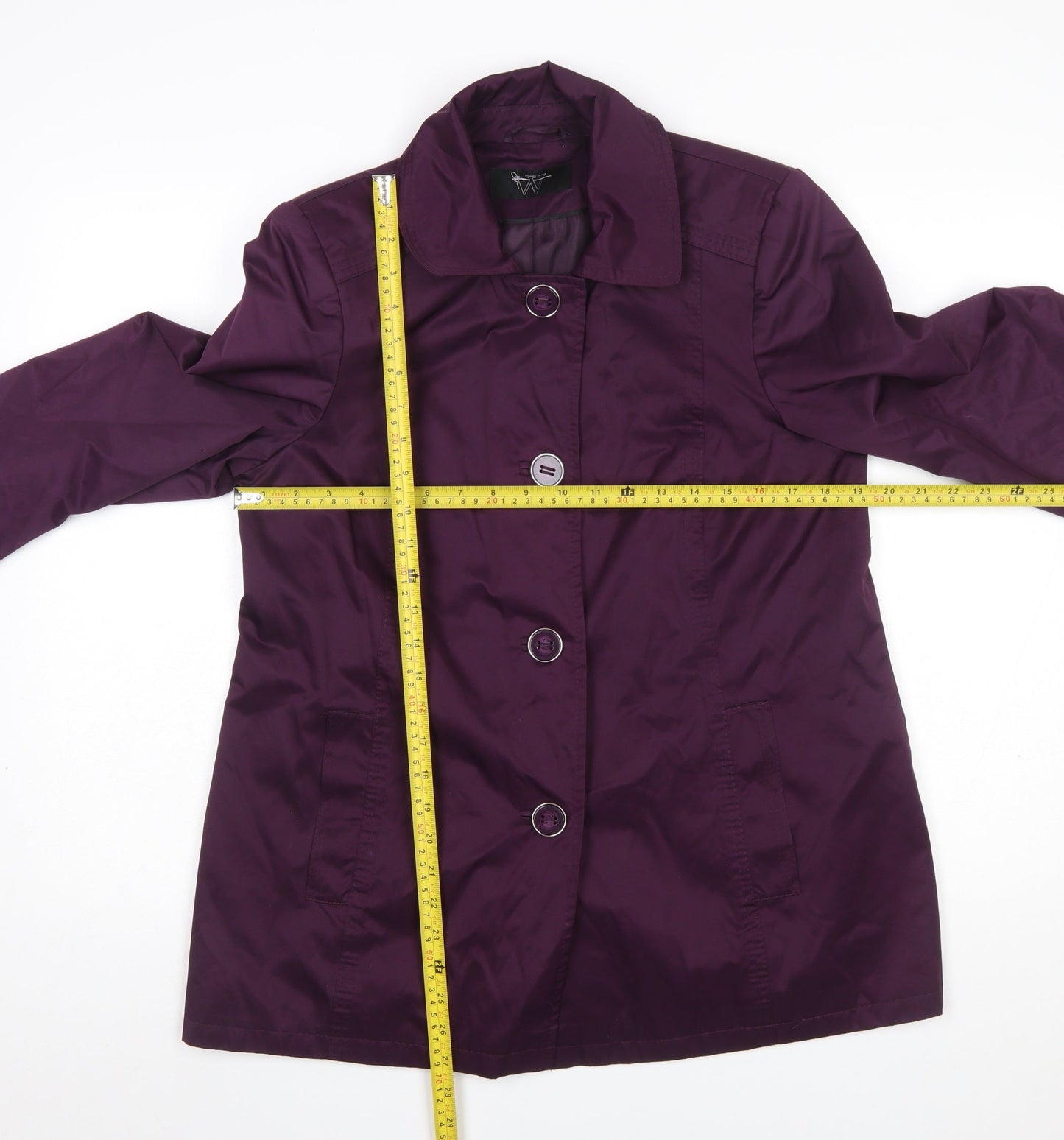 BHS Women Purple Mid-Length Button Coat Size 14 Polyester Cotton
