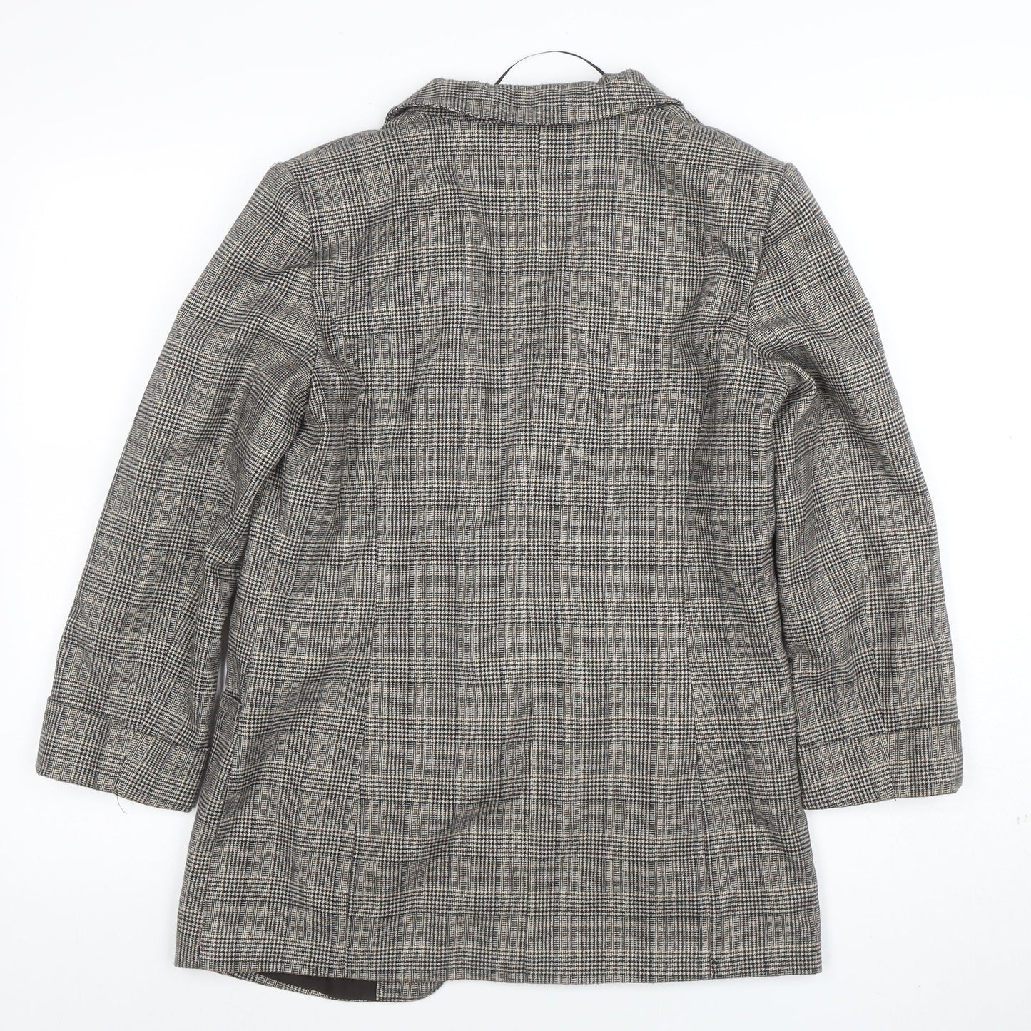 Oasis Women Grey Check Blazer Size 10 Tailored Single Breasted Jacket