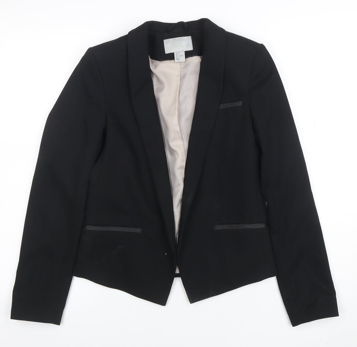 H&M Women's Black Slim Fit Blazer Jacket Size 6 Tailored Workwear