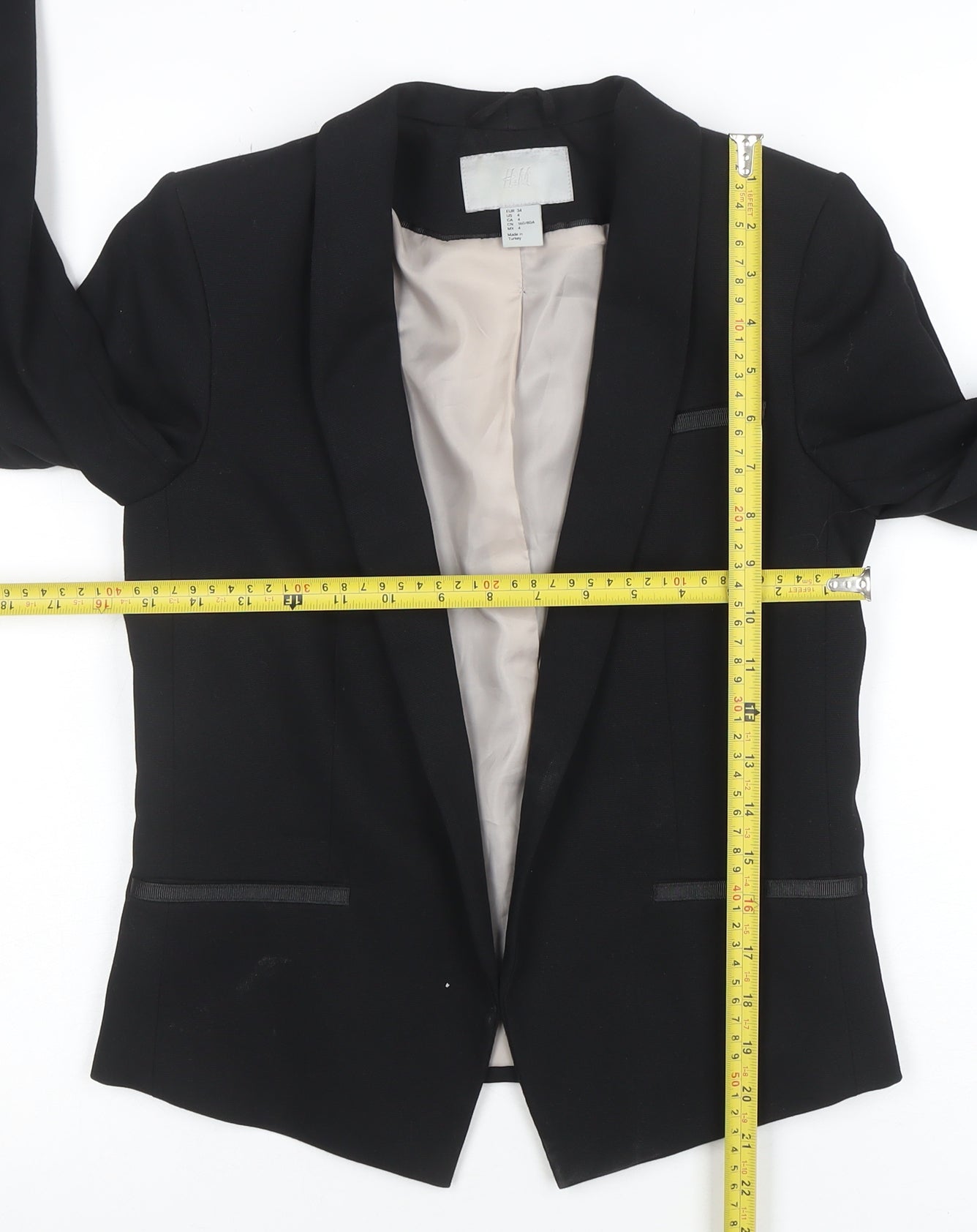 H&M Women's Black Slim Fit Blazer Jacket Size 6 Tailored Workwear