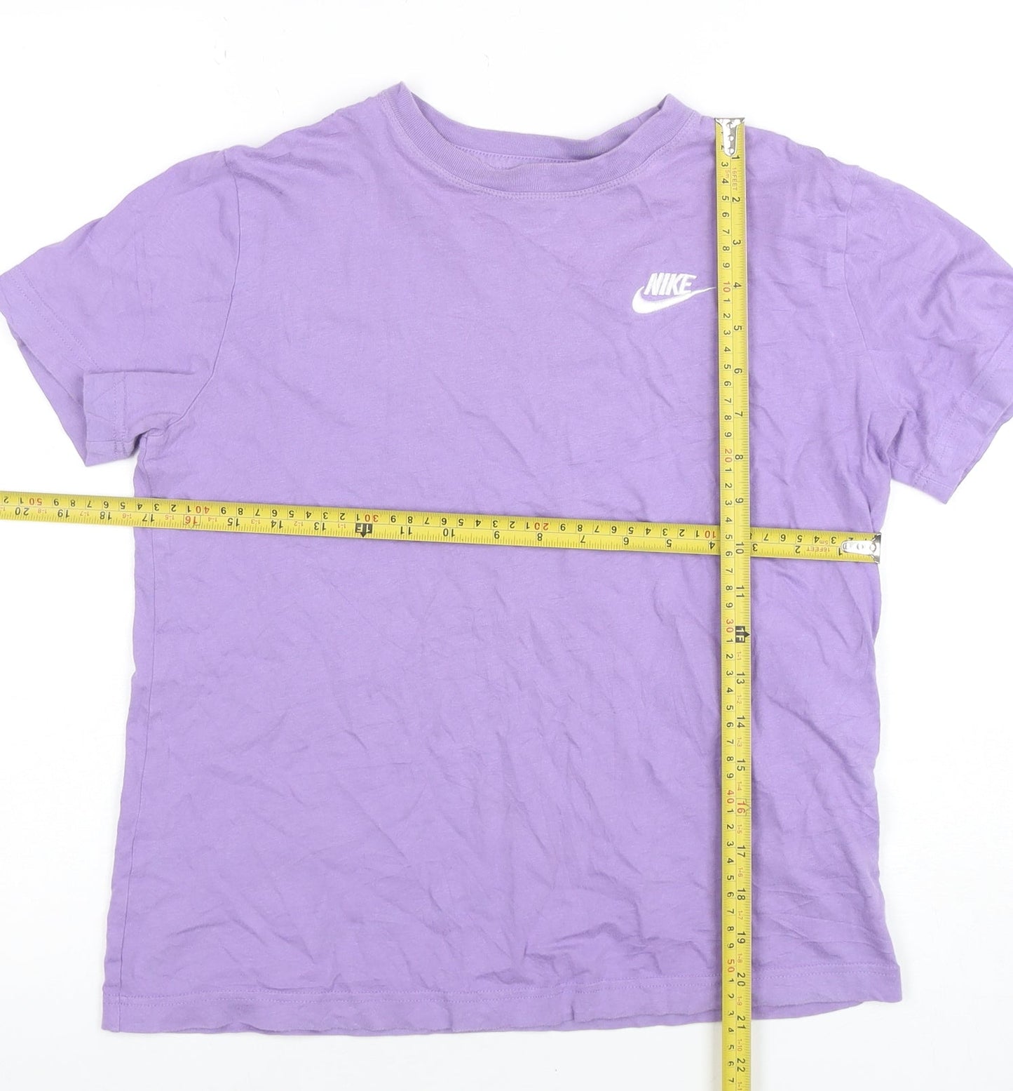 Nike Girls Purple Loose Fit Cotton Crew Neck T-Shirt M