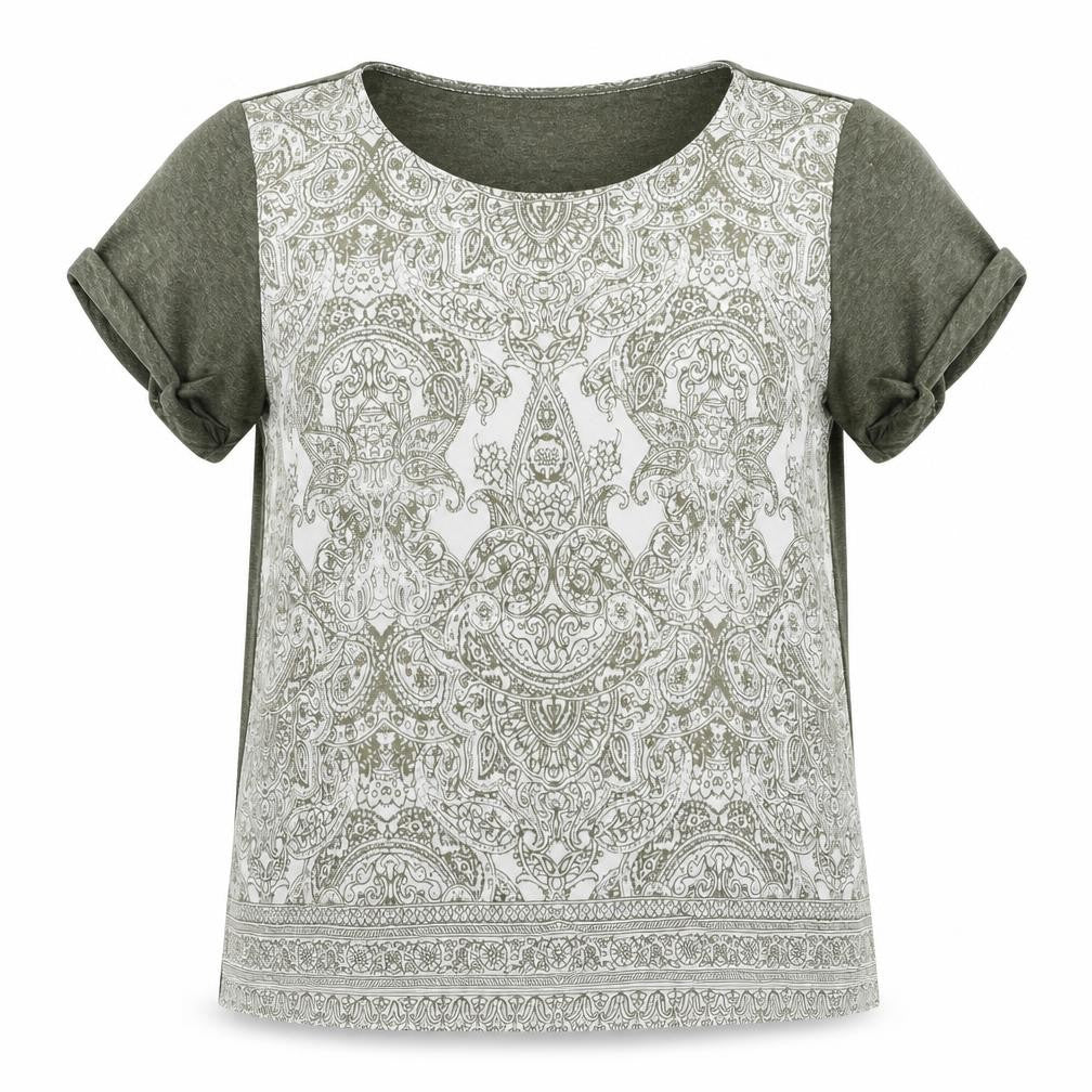 Marks and Spencer Womens Green Floral Jersey T-Shirt Size 18
