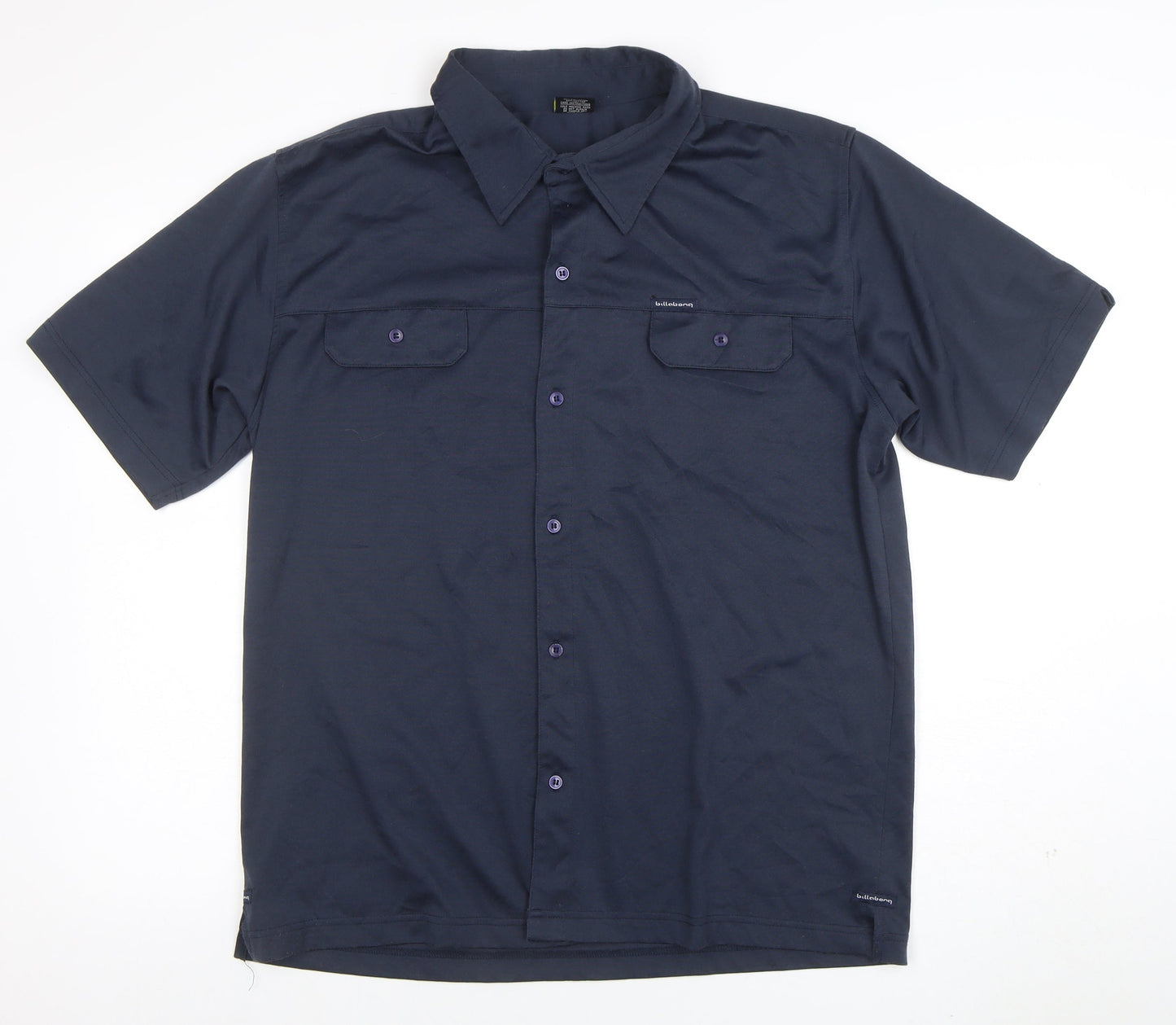 Billabong Mens Navy Blue Short Sleeve Button-Up Shirt Size L