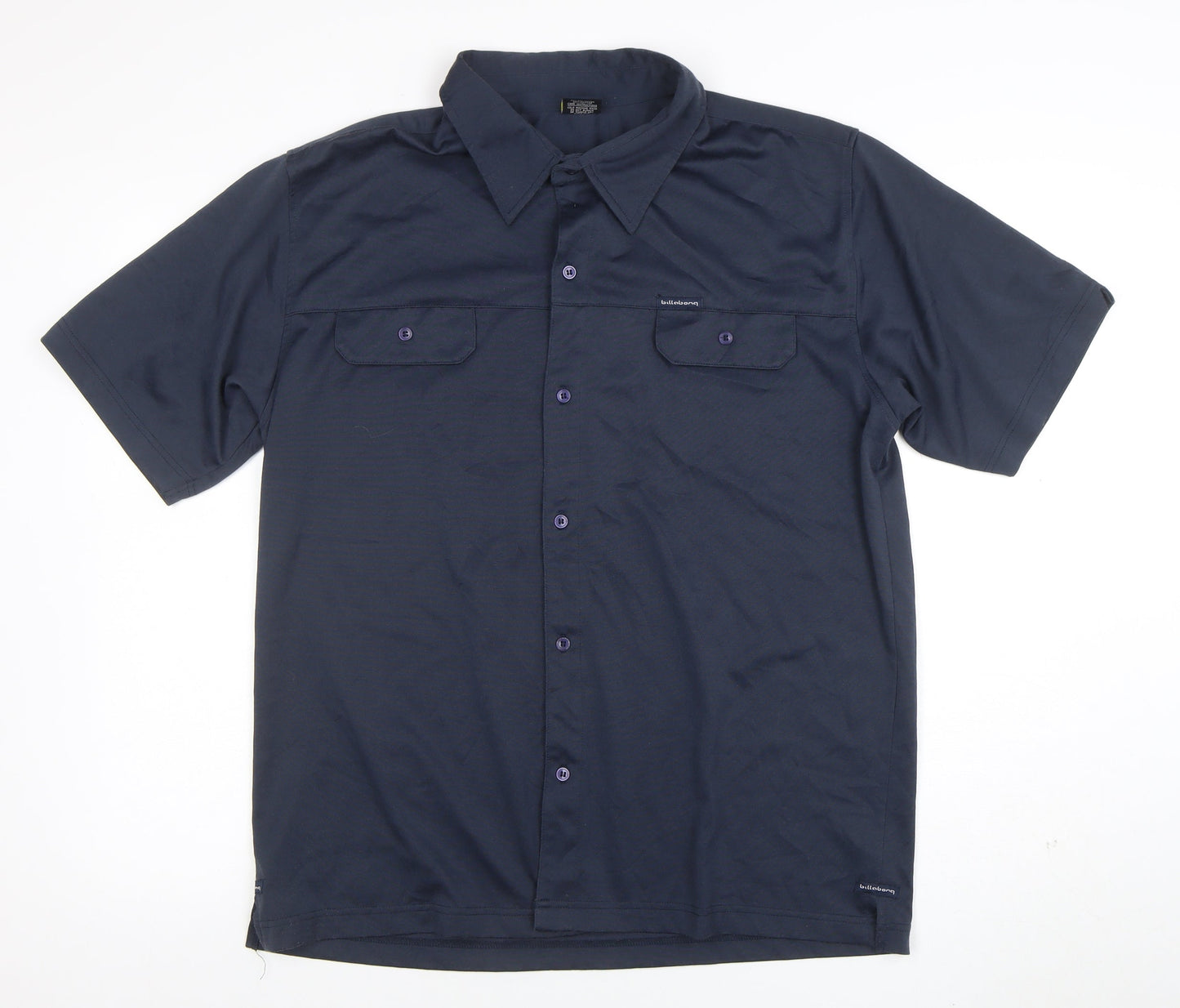 Billabong Mens Navy Blue Short Sleeve Button-Up Shirt Size L