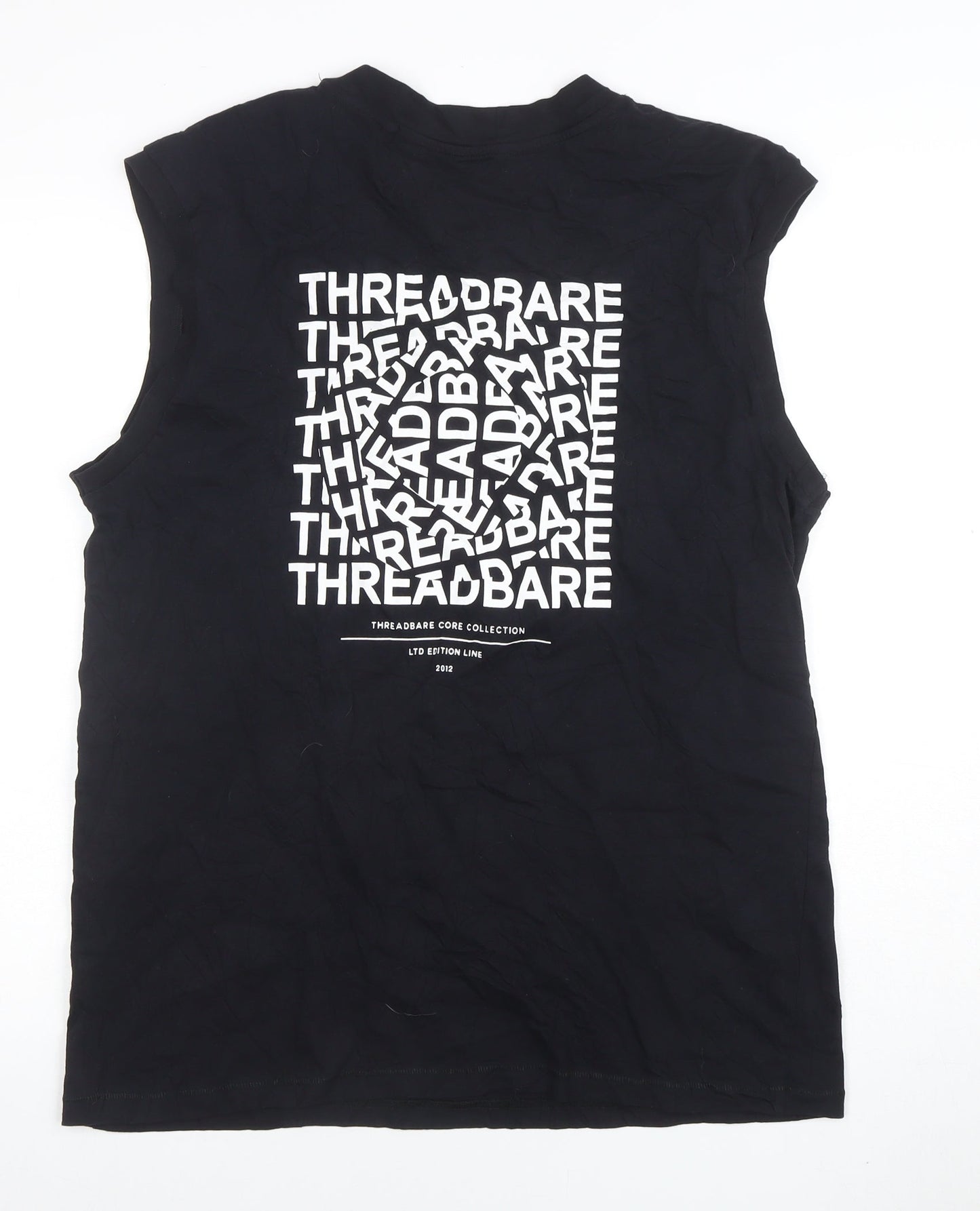Threadbare Men's Black Sleeveless V-Neck Graphic Cotton T-Shirt M