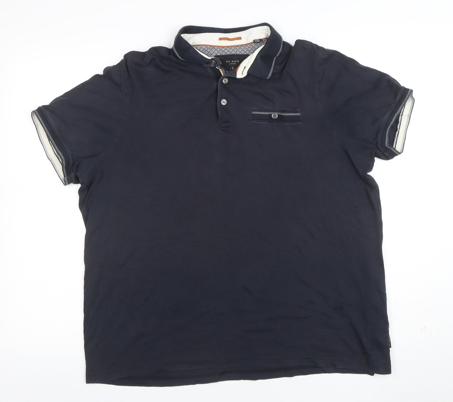 Ted Baker Men's Blue Short Sleeve Cotton Polo Shirt Size S