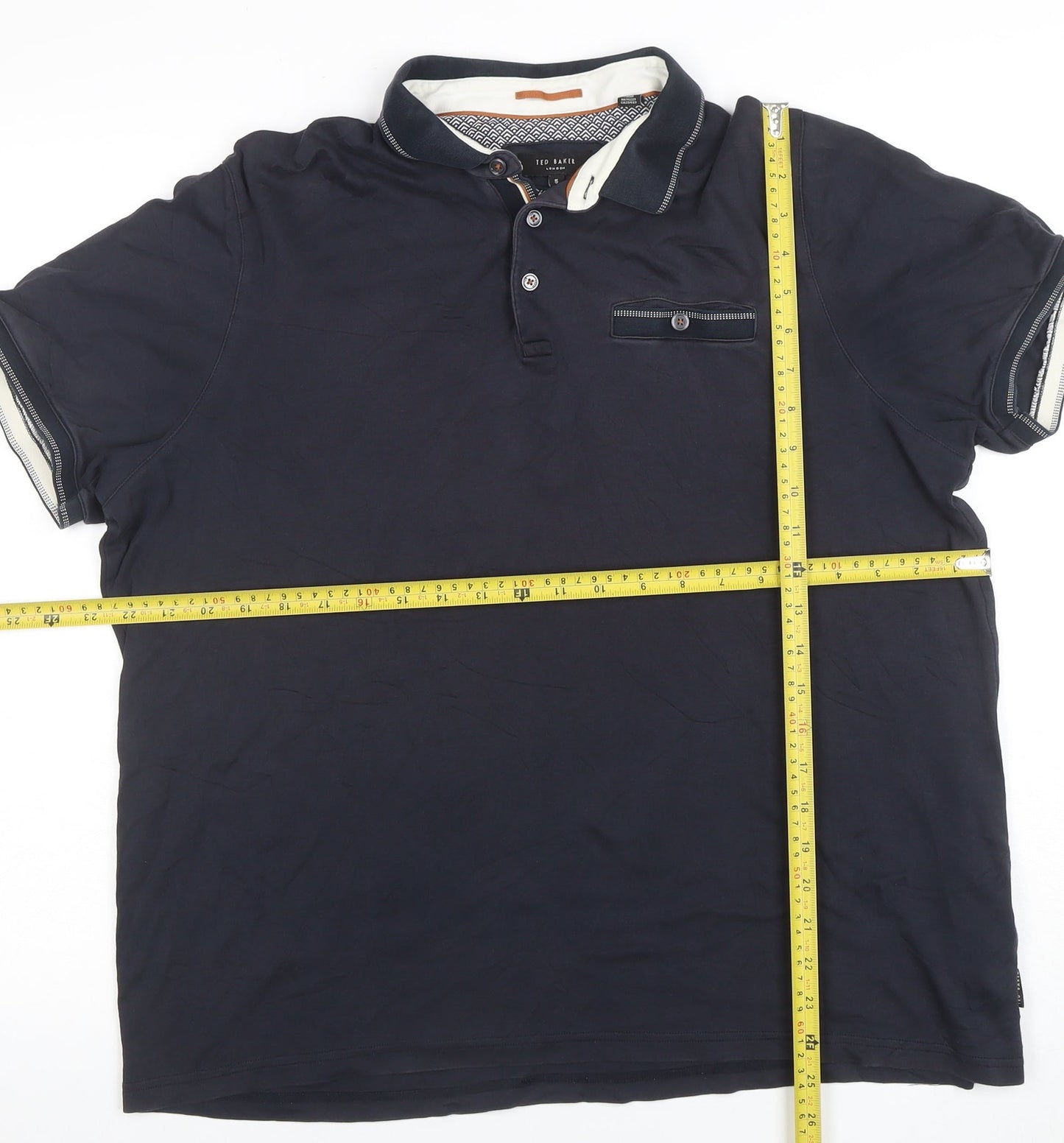 Ted Baker Men's Blue Short Sleeve Cotton Polo Shirt Size S