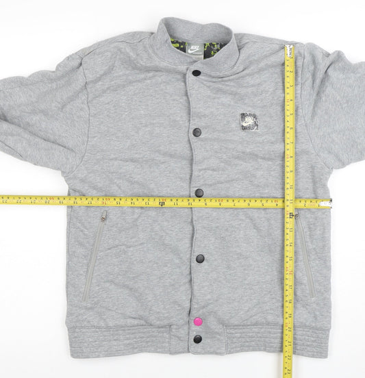 Nike Girls Grey Bomber Jacket Lined Cotton Blend Size 12-13 Years