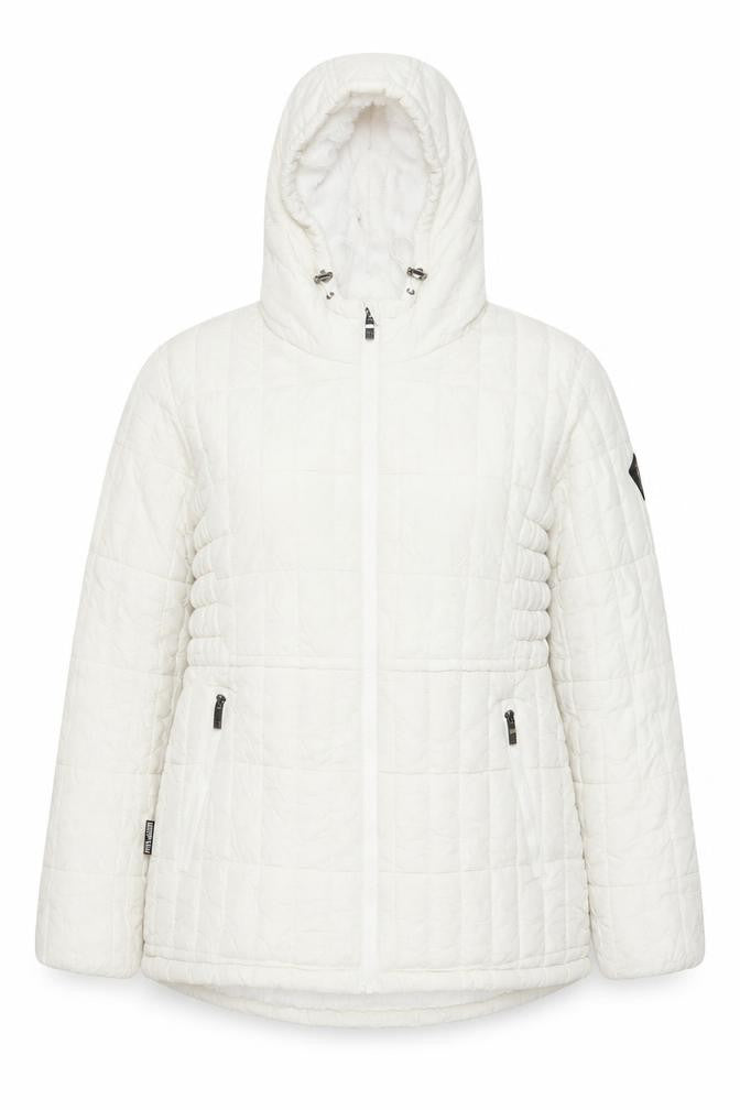 Steve Madden Women White Quilted Hooded Puffer Jacket Size M