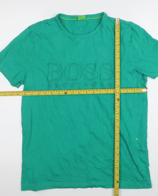 Hugo Boss Men's Green Regular Fit Cotton Crew Neck T-Shirt M