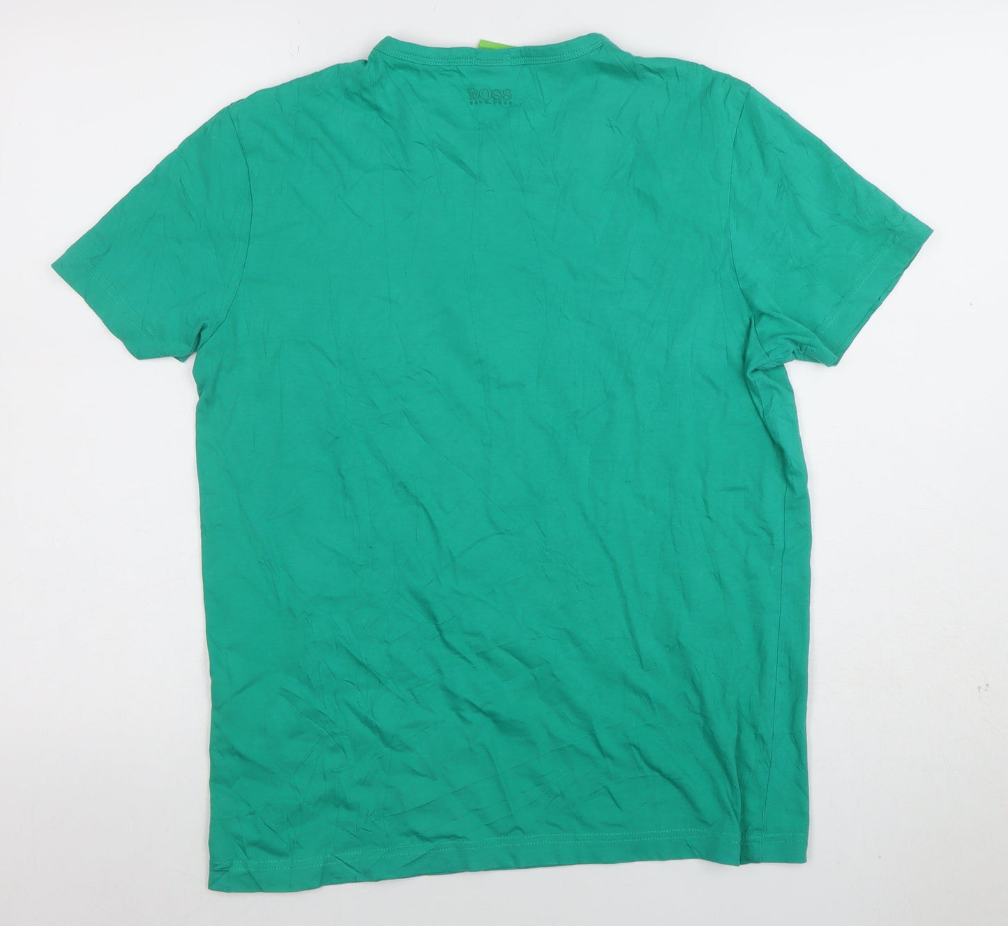 Hugo Boss Men's Green Regular Fit Cotton Crew Neck T-Shirt M