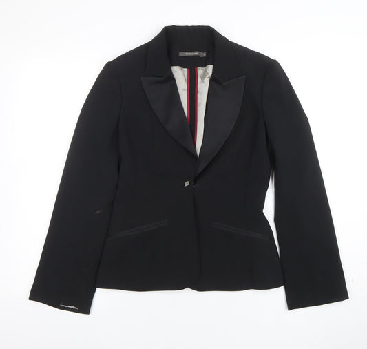 River Island Black Shawl Lapel Tuxedo Blazer Women Size 8