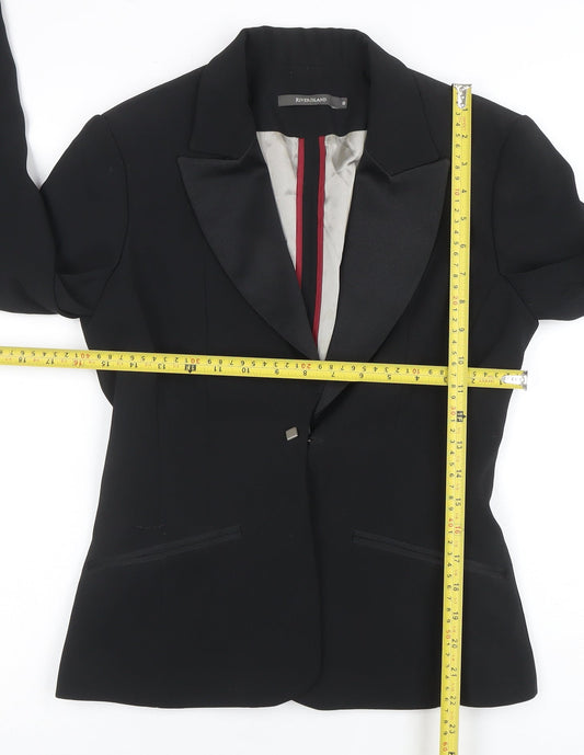 River Island Black Shawl Lapel Tuxedo Blazer Women Size 8