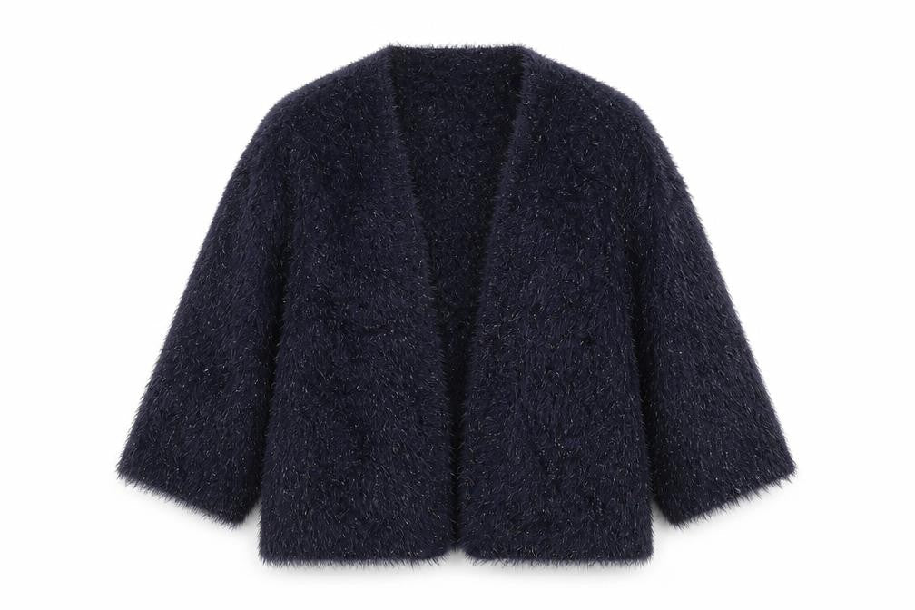 Bonmarché Women’s Blue Fluffy Open Front Cardigan Size M