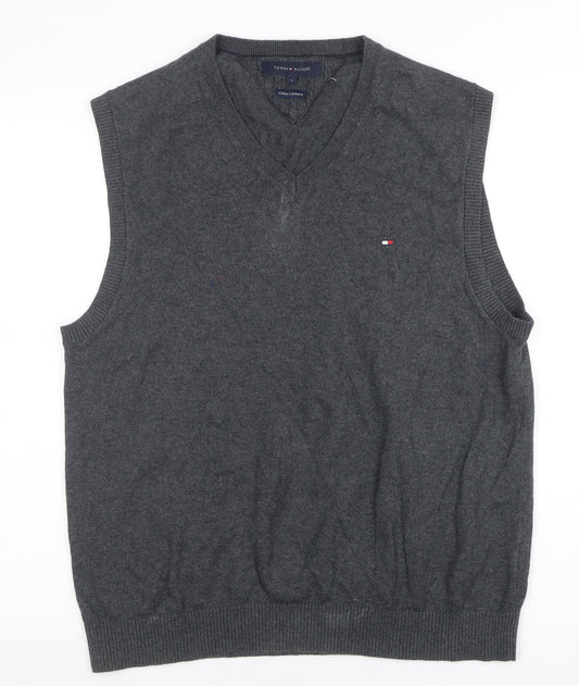 Tommy Hilfiger Men’s Grey Cotton Cashmere V-Neck Vest L