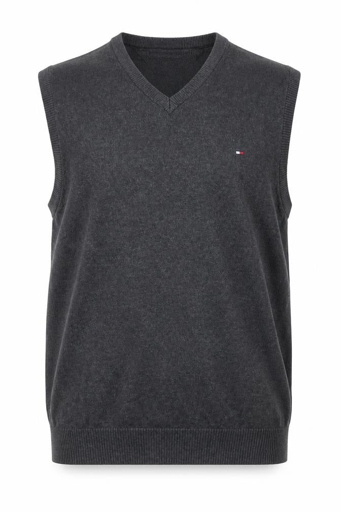 Tommy Hilfiger Men’s Grey Cotton Cashmere V-Neck Vest L