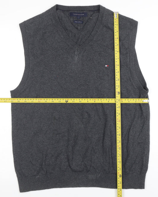 Tommy Hilfiger Men’s Grey Cotton Cashmere V-Neck Vest L