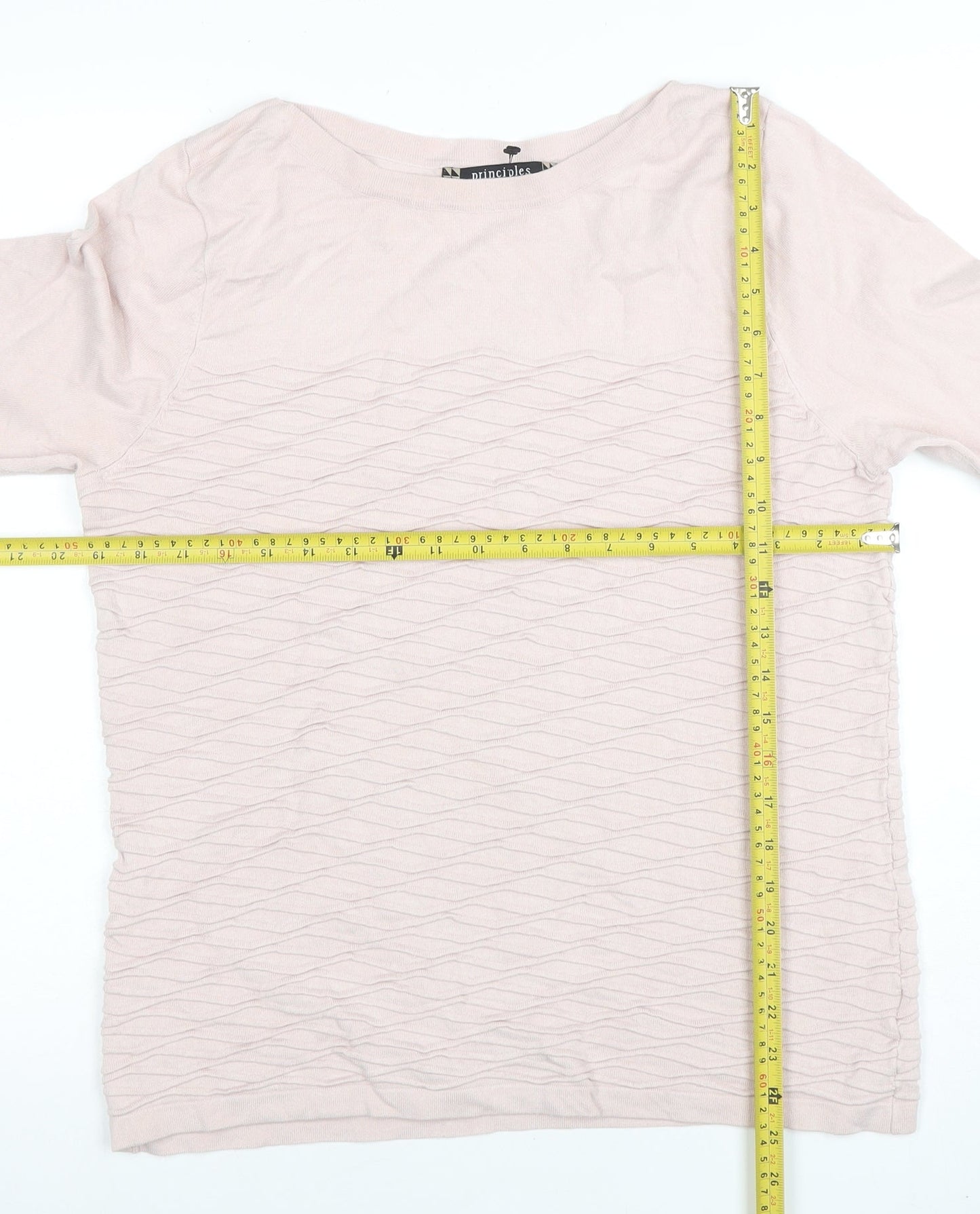 Principles by Ben de Lisi Women Beige Size 16 3/4 Sleeve Boat Neck Jumper