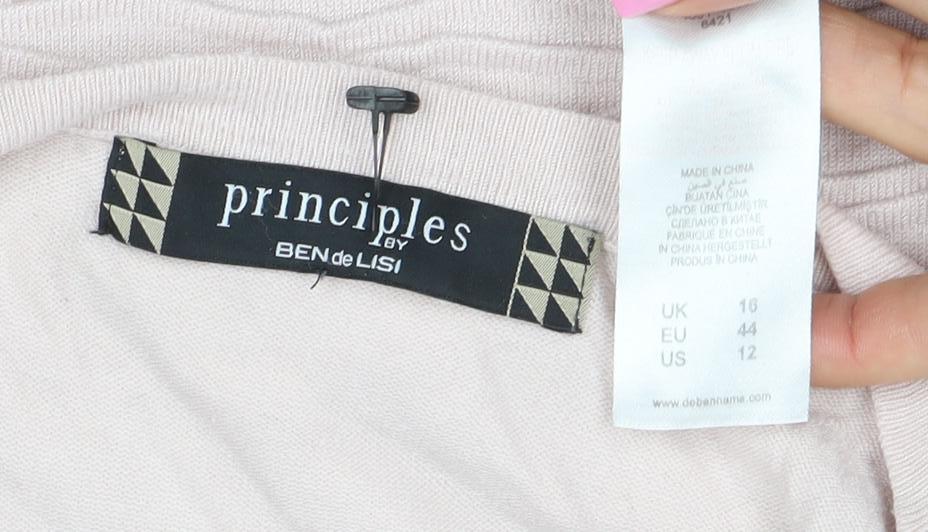 Principles by Ben de Lisi Women Beige Size 16 3/4 Sleeve Boat Neck Jumper