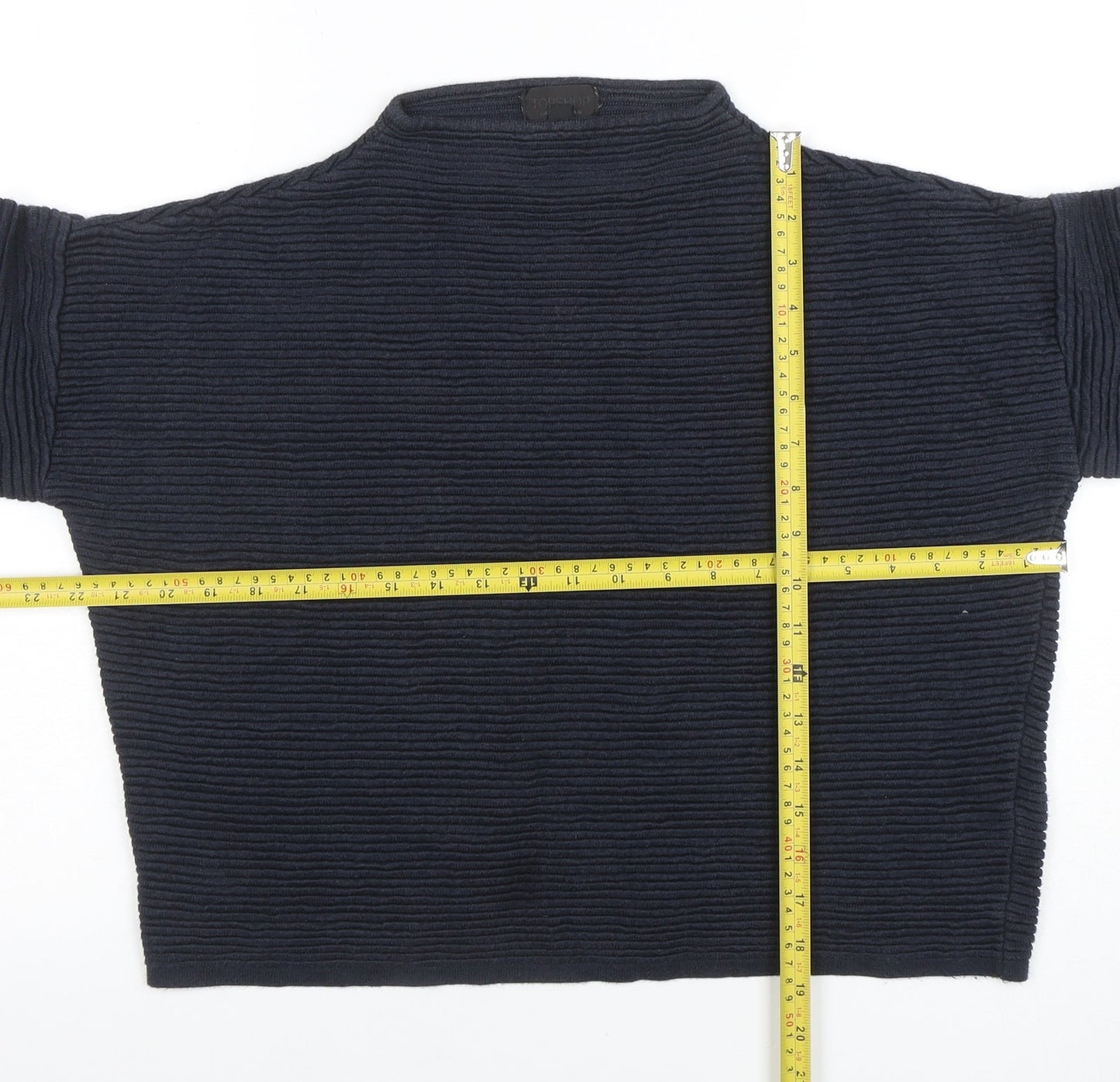 Topshop Womens Black Mock Neck Ribbed Knit Pullover Jumper Size 10