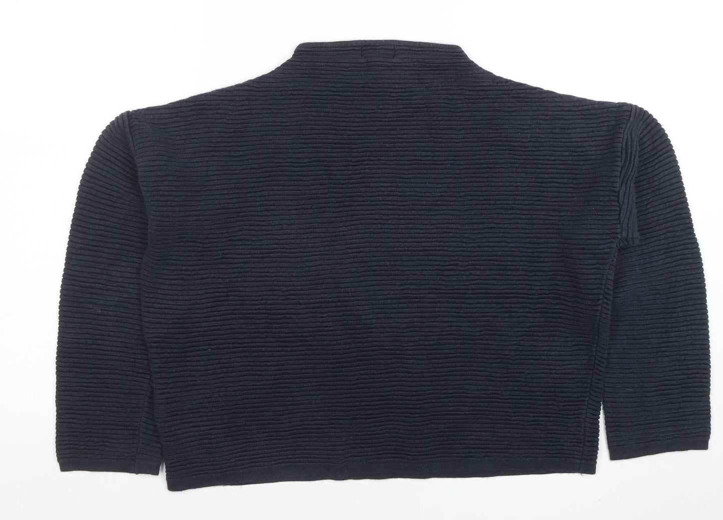 Topshop Womens Black Mock Neck Ribbed Knit Pullover Jumper Size 10