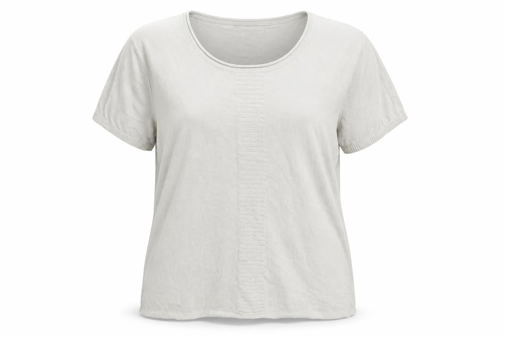 Emreco Women's Grey Linen Blend Short Sleeve Basic T-Shirt Size 18