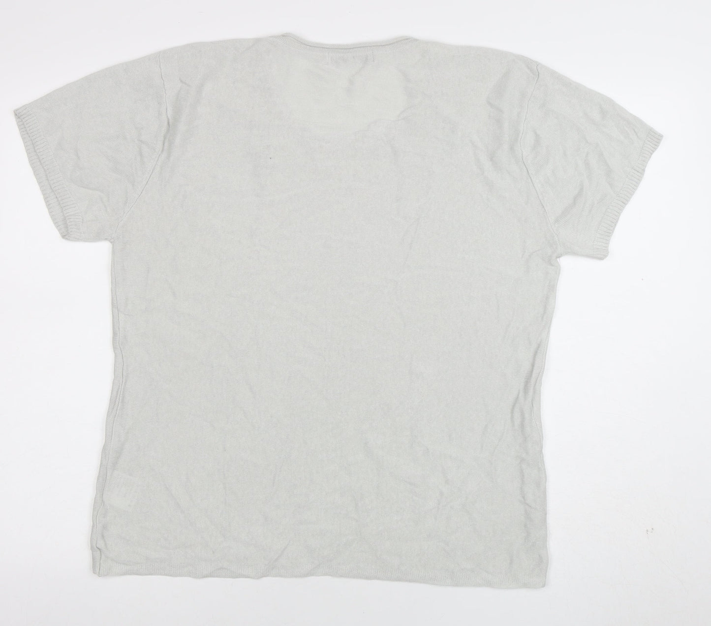 Emreco Women's Grey Linen Blend Short Sleeve Basic T-Shirt Size 18