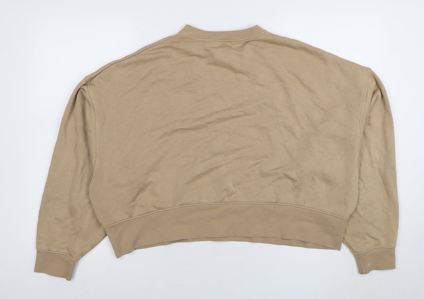 Nike Women Beige Relaxed Fit Crew Neck Pullover Sweatshirt Size S