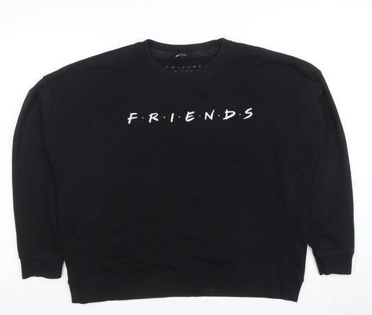 New Look Womens Black Friends TV Sweatshirt Size 12 Cotton Blend