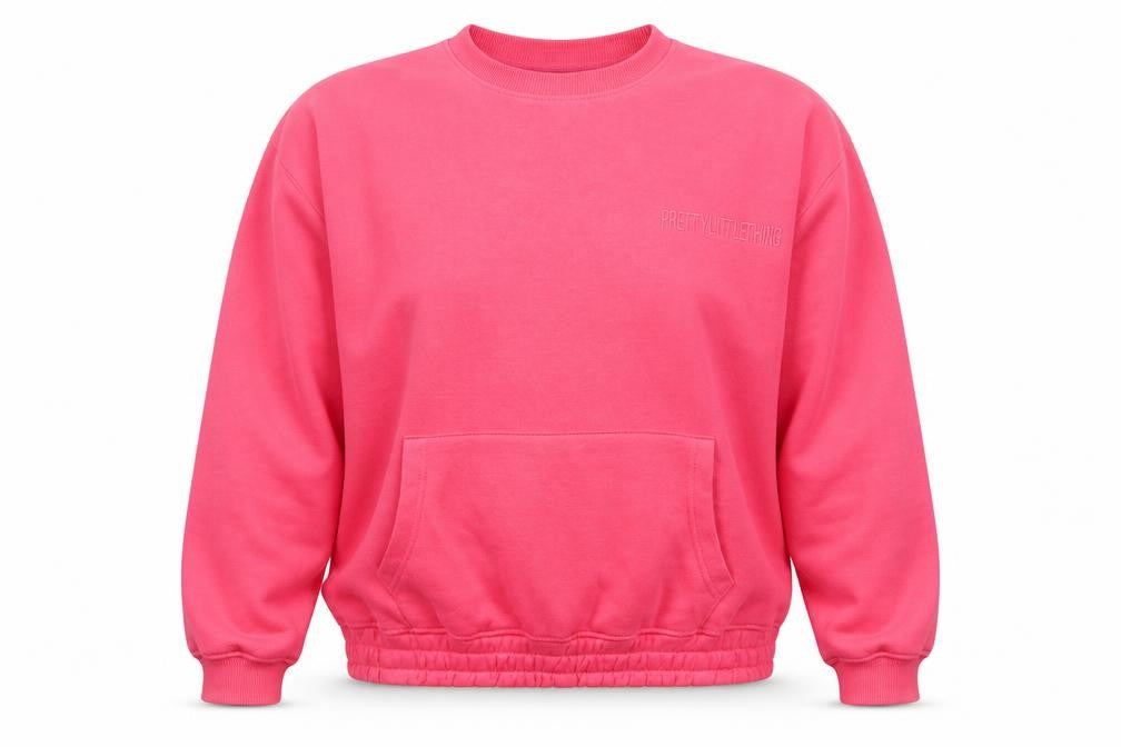 PrettyLittleThing Women Pink XS Pullover Sweatshirt Cotton Blend