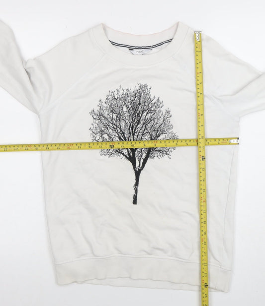 Next Women’s White Tree Print Cotton Pullover Sweatshirt Size 8